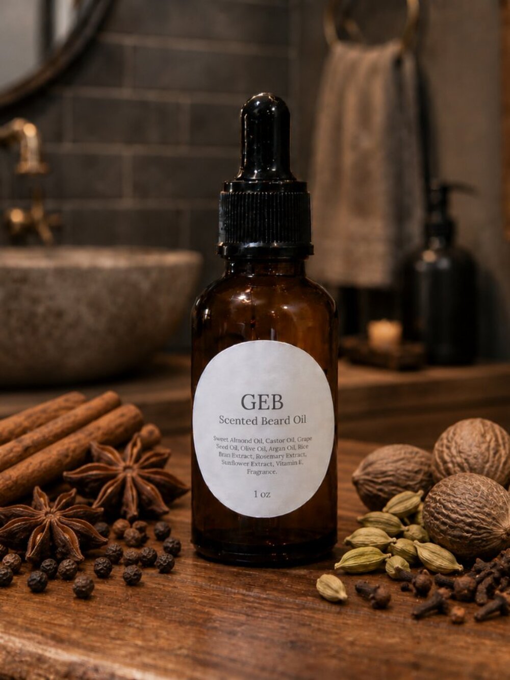 GEB Spicy Forest Men's Scented Beard Oil.